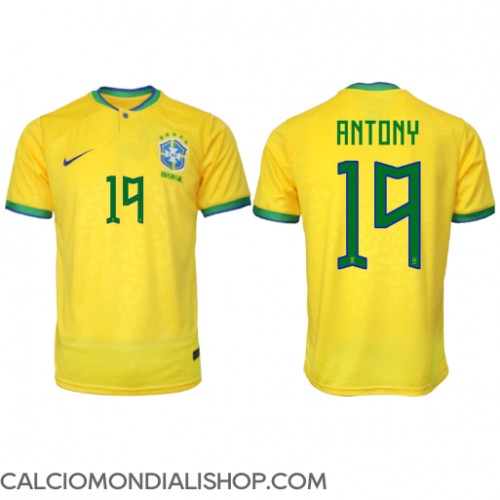 Maglie da calcio Brasile Antony #19 Prima Maglia Mondiali 2022 Manica Corta